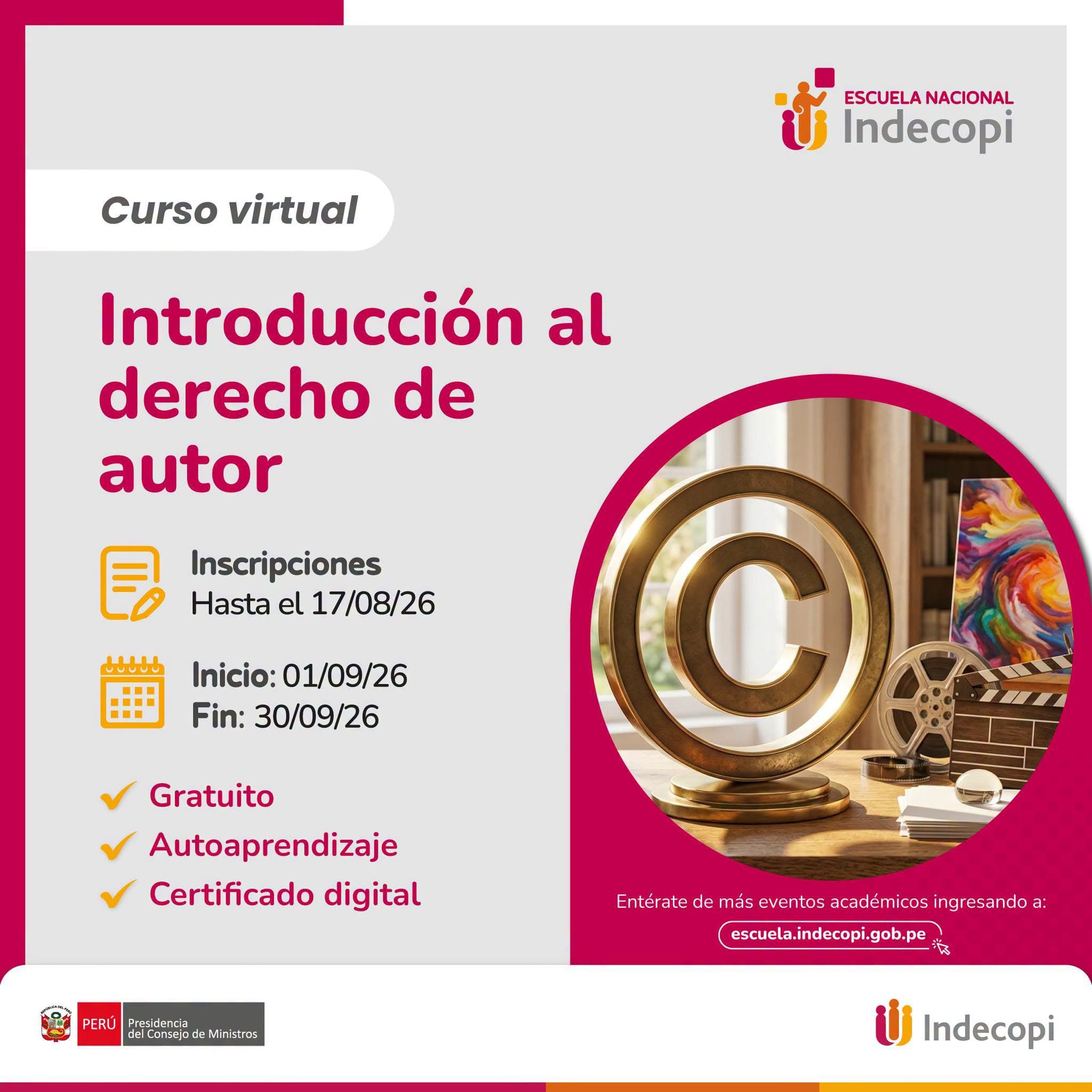 Cursos virtuales gratuitos sobre Derechos de Autor